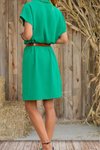 Yeşil Bol Kesim Polo Yaka Kısa Kollu Dizüstü Elbise