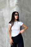 Beyaz Modal Kumaş Bisklet Yaka T Shirt