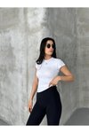 Beyaz Modal Kumaş Bisklet Yaka T Shirt