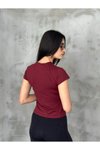Bordo Modal Kumaş Bisklet Yaka T Shirt