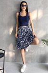 Midi Etek Lacivert Desenli Bürümcük