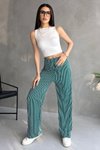 Yeşil Beyaz Çizgili Pantolon Beli Lastikli Bürümcük