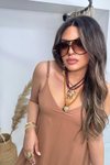 Askılı Camel Maxi Yazlık Elbise
