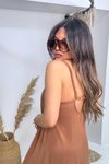 Askılı Camel Maxi Yazlık Elbise