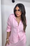 Pembe Müslin Uzun Gömlekli Takım