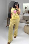 Sarı Müslin Bol Paça Pantolon