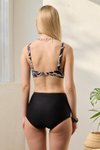 Kruvaze Siyah Desenli Toparlayıcı Bikini Takımı