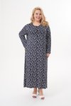 Büyük Beden Viskon Desenli Yazlık Uzun Kollu Elbise