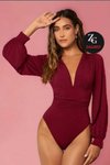 Bordo Kadın Bordo büzgü detaylı astarlı iç göstermez ipek jarse Body