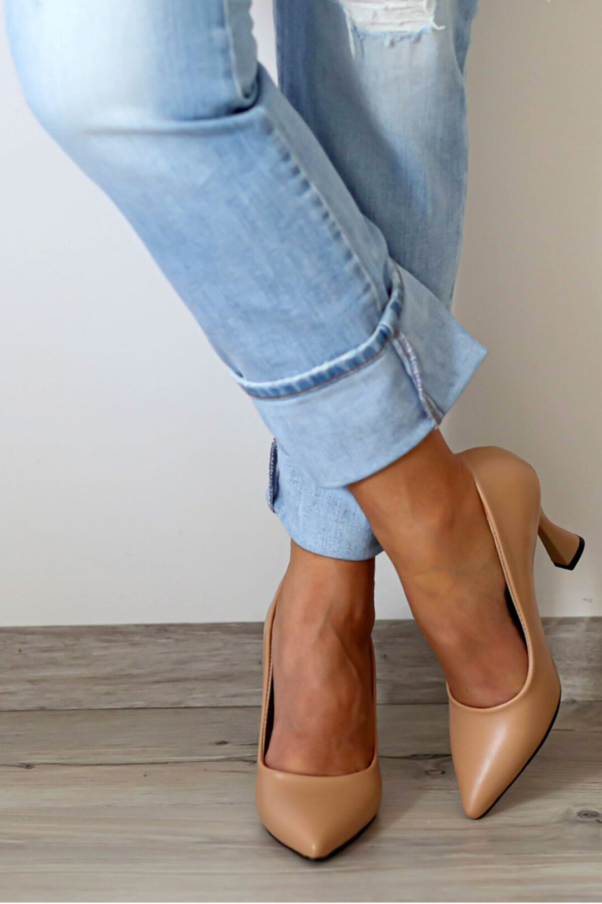 Nude Stiletto Mid Heel Goblet Heel Shoe - Ayakkabı Podyumum