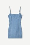 Açık Mavi Mini Askılı Kısa Denim Elbise