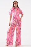 Pembe Batik Saten Desenli Takım