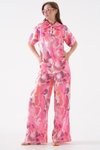 Pembe Batik Saten Desenli Takım