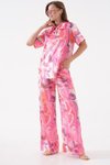 Pembe Batik Saten Desenli Takım
