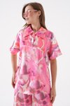 Pembe Batik Saten Desenli Takım