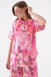 Pembe Batik Saten Desenli Takım