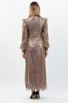 Bakır Payetli Tesettür Abiye Elbise