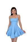 Bebe Mavi Mini Askılı Eteği Kat Detaylı Askısı Ayarlanabilir Balo Mezuniyet Abiye Elbise