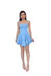 Bebe Mavi Mini Askılı Eteği Kat Detaylı Askısı Ayarlanabilir Balo Mezuniyet Abiye Elbise