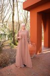 Bej İkili Abaya Tesettür Takım