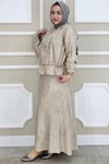 Bej Kapüşonlu Etekli İkili Takım