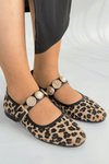 Bej Koope Leopar Süet Babet Ayakkabı