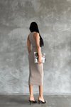 Bej Midi Halter Elbise