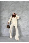 Bej Örme Hırka Pantolon Triko Alt-üst İkili Takım