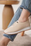 Bej Ortopedik Sneaker Spor Ayakkabı