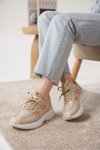 Bej Sameto Ortopedik Sneaker Spor Ayakkabı