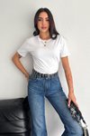 Beyaz Bisiklet Yaka Kısa Kol Normal Size %100 Pamuk 30/1 Penye T-Shirt