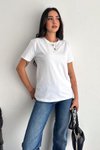 Beyaz Bisiklet Yaka Kısa Kol Normal Size %100 Pamuk 30/1 Penye T-Shirt