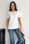 Beyaz Bisiklet Yaka Kısa Kol Normal Size %100 Pamuk 30/1 Penye T-Shirt