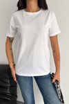Beyaz Bisiklet Yaka Kısa Kol Normal Size %100 Pamuk 30/1 Penye T-Shirt