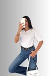 Beyaz Oversize Bisiklet Yaka %100 Pamuk Penye T-Shirt