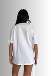 Beyaz Oversize V Yaka %100 Pamuk Penye T-Shirt