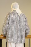 Beyaz Siyah Çizgili Uzun Kollu Gömlek