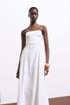 Beyaz Uzun Straplez Midi Elbise