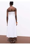 Beyaz Uzun Straplez Midi Elbise
