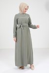 Haki Biye Detaylı Haki Elbise 9383
