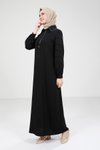 Siyah Fermuarlı Siyah Elbise 9379