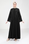 Siyah Pul Detaylı Tesettür Abaya