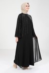 Siyah Pul Detaylı Tesettür Abaya