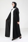 Siyah Taş Detaylı Abaya Takım