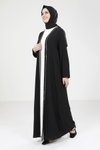 Siyah Taş Detaylı Abaya Takım