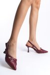 Bordo Cilt 9cm Sivri Burun Arka Açık Tokalı