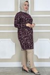 Bordo Dalga Desenli Tunik