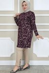 Bordo Dalga Desenli Tunik
