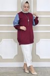 Bordo Kombinli Kolye Detaylı