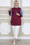 Bordo Kombinli Kolye Detaylı